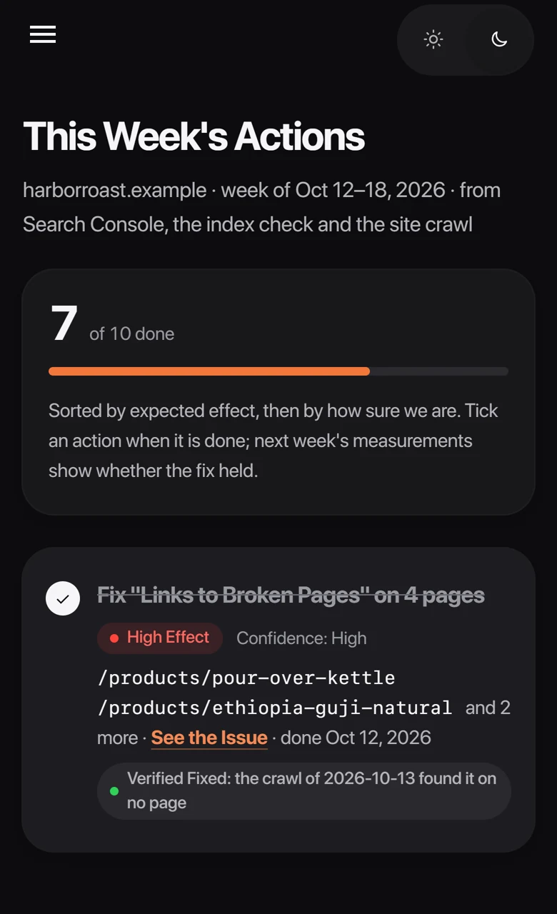 This week’s actions on a phone.